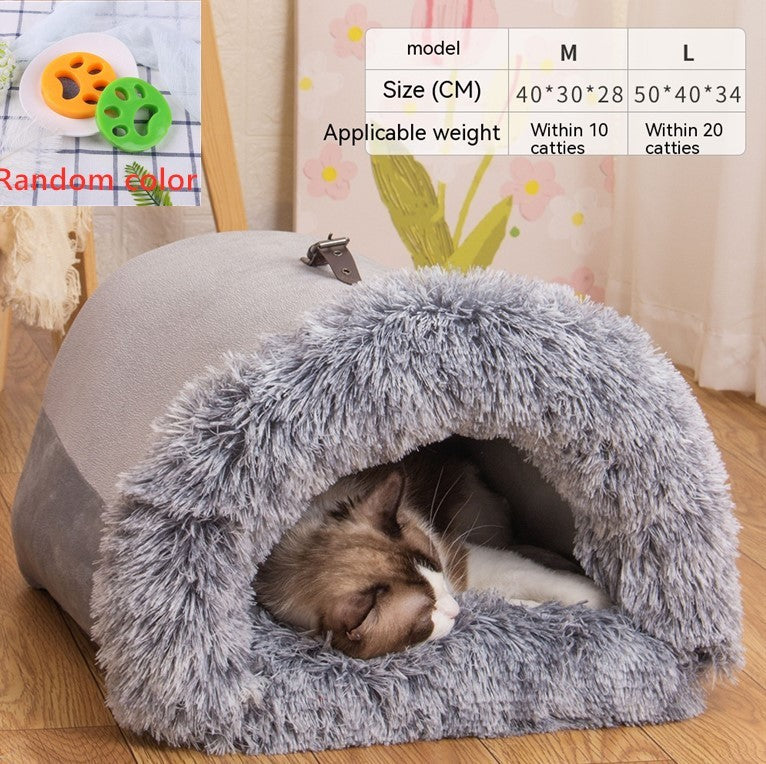 Cozy semi-enclosed pet nest, soft, private, stylish, and easy-to-clean